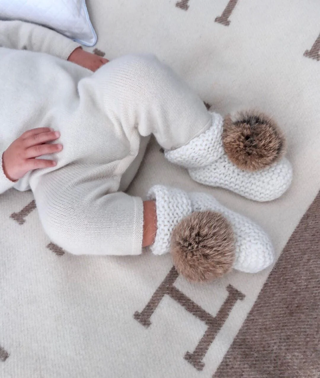Ivory Angora Pom Pom Booties - Image 5