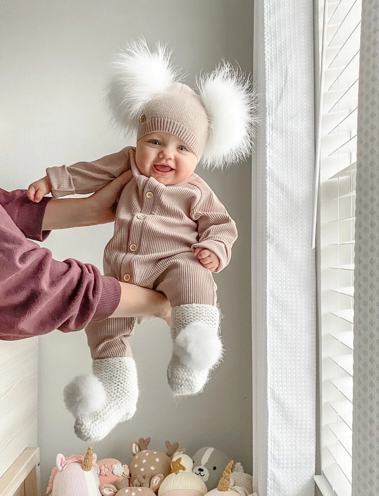 Ivory Angora Pom Pom Booties - Image 7