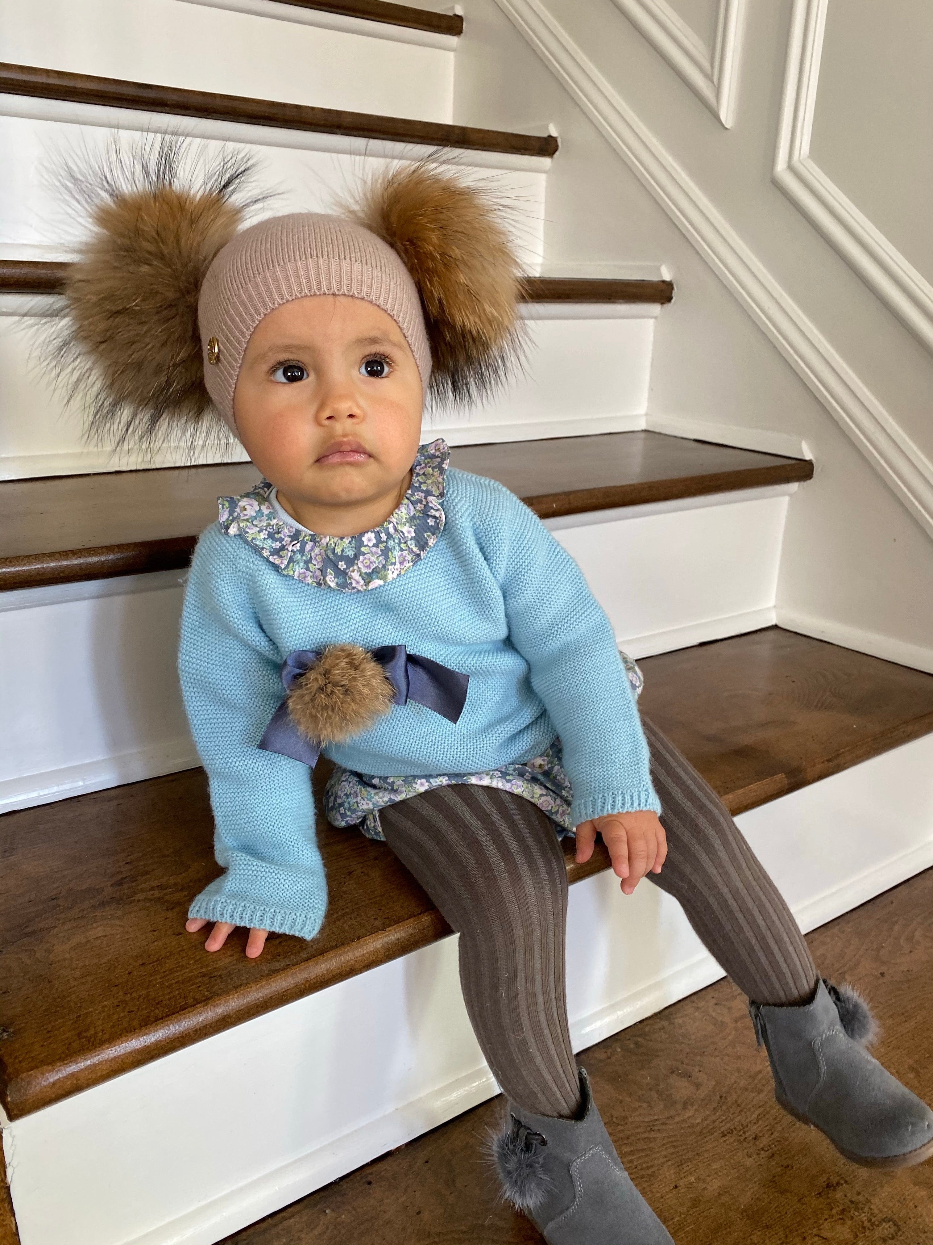 Sasha Double Pom Angora Beanie Hat - Image 4